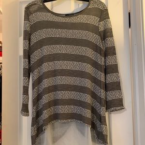 striped tunic sweater with sheer underlay. Size M
